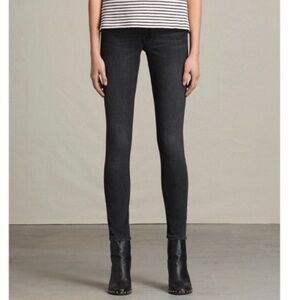 ALLSAINTS Black Pipe Slim Fit Jeans Low Rise